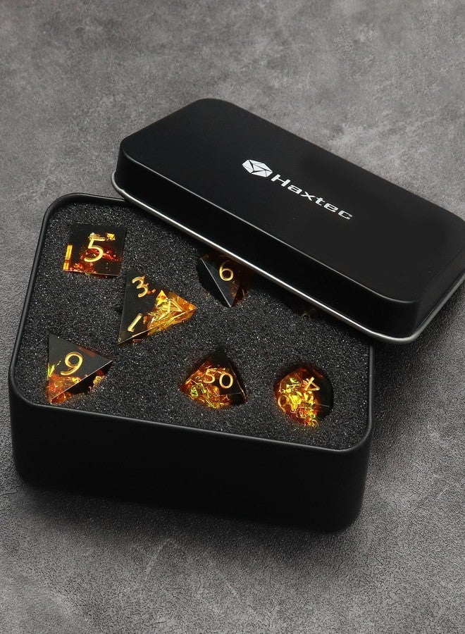 Haxtec Sharp Edge Dice Set Yellow Black Resin DND Dice Set Sparklingly Polyhedral D&D Dice Compatible with Dungeons and Dragons Fire Dice - Image 4